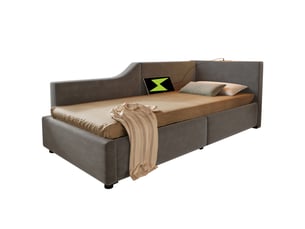 Lit coffre 90x200 cm REDOM coloris gris