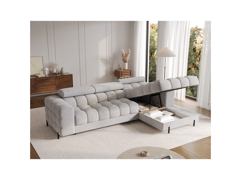  Canapé d'angle droit convertible gris chiné ligne moderne 285x99x181cm filtro  - Conforama C