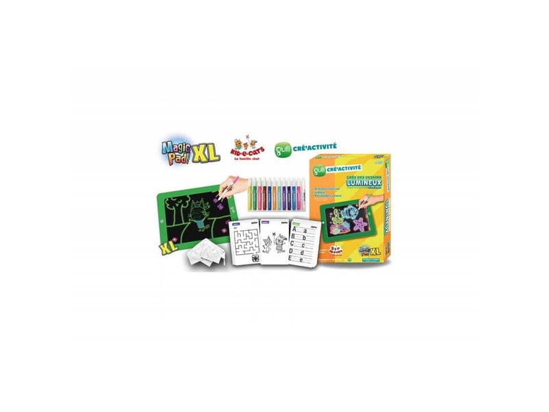  Tablette de dessin électronique gulli magic pad xl noire avec 12 feutres néon et 42 pochoirs 1-14771501 - Conforama B