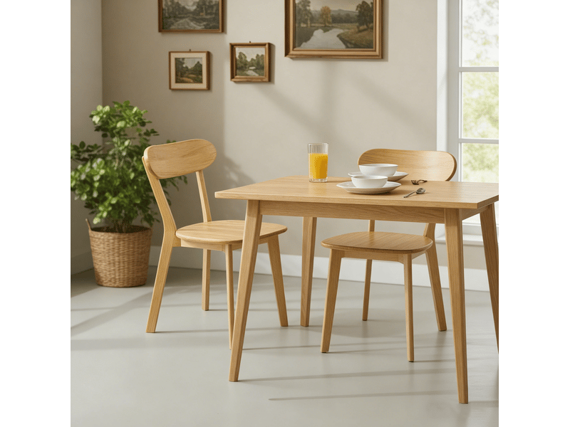  Lot de 2 chaises de salle à manger en bois, dossier incurvé, couleur bois  - Conforama E