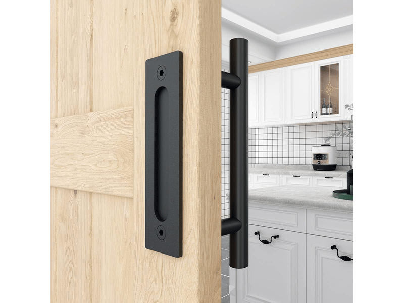  Poignée de porte - pour portails, garages - fer - 2 pièces - 30 cm - noir  - Conforama C