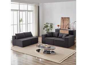 Canapé d'angle panoramique fixe  OMNIGLINT TRADING LTD 4 places Tissu noir