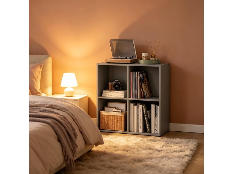 Bibliothèque cube compacte, étagère rangement moderne, meuble présentoir et buffet polyvalent - Conforama E