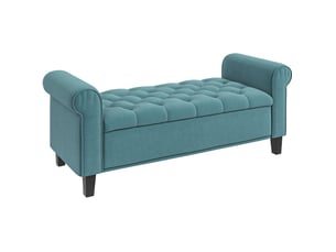 Banc de rangement tcqpz capitonné avec accoudoirs 126 x 48,5 x 57 cm polyester aspect velours vert