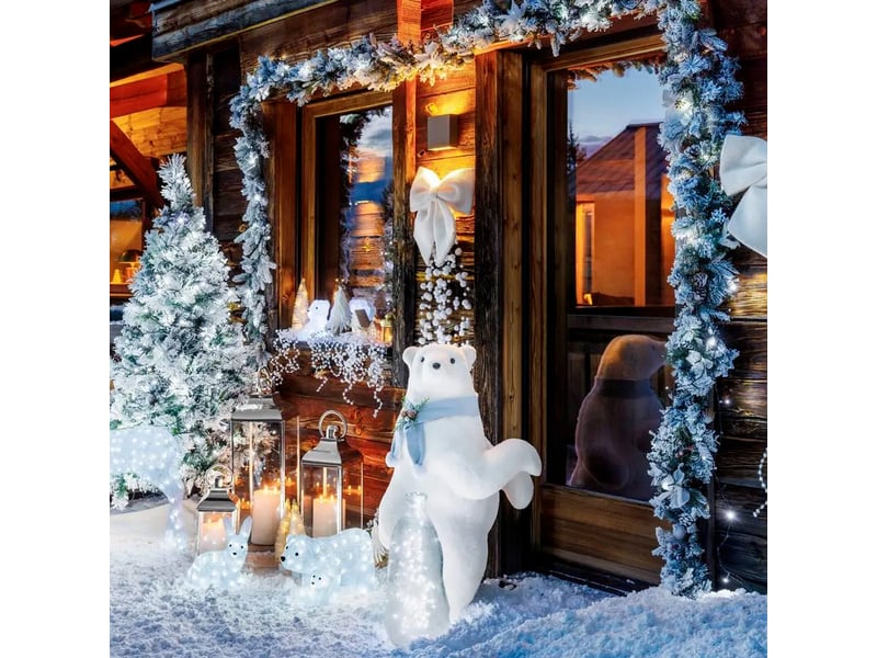  Statue ours avec écharpe polaire 100cm blanc  - Conforama C