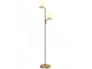 Lampadaire led moderne, doré, abat-jour boules en verre, 3 températures de couleur, interrupteur au pied