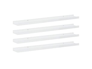 Lot de 4 étagères murales, étagères suspendues blanc brillant 80x9x3 cm cf43201