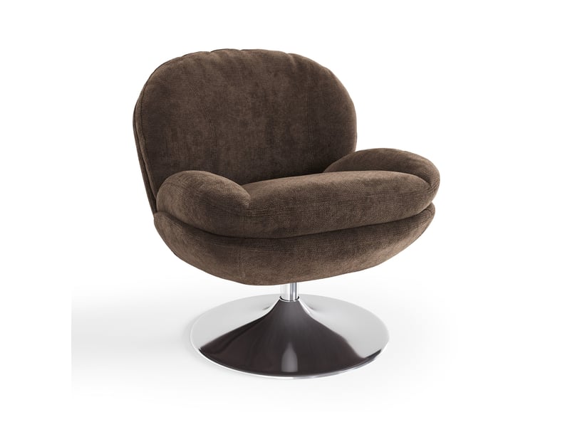  Fauteuil pivotant en velours bouclé brun expresso aspen APF25VBBE - Conforama A