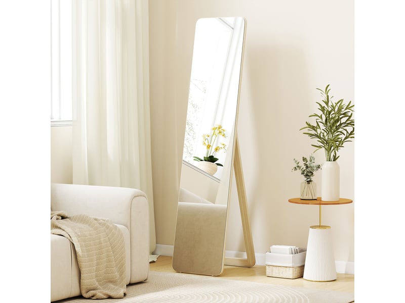  Miroir sur pied et mural rectangulaire dim. 37l x 43l x 156h cm bois naturel  - Conforama C