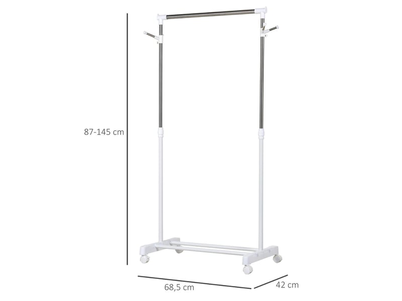  Portant à vêtements réglable en acier argent et blanc 68,5 x 42 x 87-145 cm  - Conforama C
