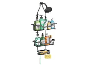 Etagère douche avec 3 niveaux  sans perçage grâce au large crochet noir