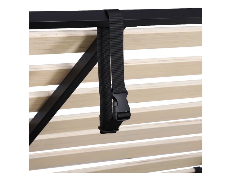  Lit coffre sommier à lattes 160x200cm décor bois noir - lift  - Conforama E