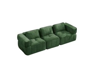 Canapé modulable droit 3 places en polyester vert, 271 x 93 x 67 cm, sans montage, mousse haute densité 32d, assise profonde, livré compressé