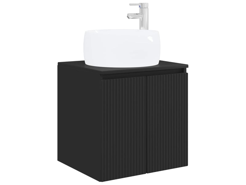  Vanité de lavabo mural, meuble de rangement noir 49.5x44.5x66 cm  - Conforama A