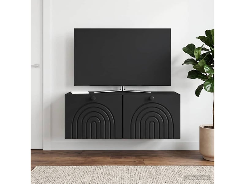  Meuble tv - banc tv - meuble de rangement mural noir 78,5 x 31 x 30 cm bois d'ingénierie  - Conforama D