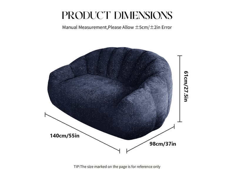  Canapé pouf modenvie patte d’ours ciel étoilé bleu avec rembourrage, assise spacieuse, accoudoir et tissu flanelle, 140 x 98 x 61 cm  - Conforama C