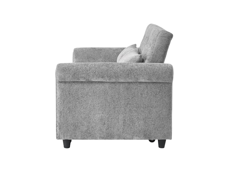 Canapé convertible 2 places gris, canapé multifonction 3 en 1 en tissu chenille avec dossier inclinable et lit d'appoint, 120x80x82cm - Conforama W