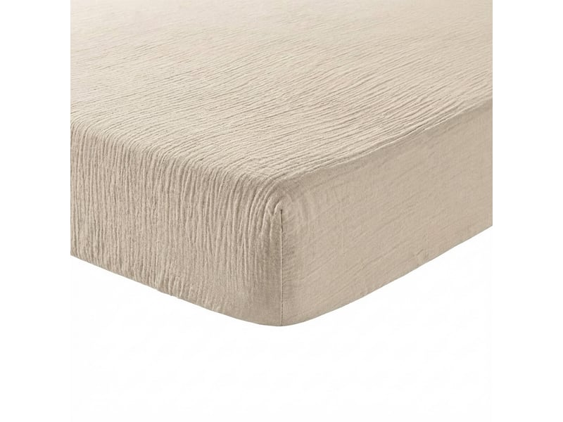  Drap housse 180x200+30 cm gaze de coton naturel PD25858 - Conforama A