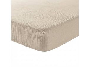 Drap housse 180x200+30 cm gaze de coton naturel