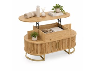 Table basse ovale coloris naturel <strong>BEAOK</strong> <strong></strong> - 50 cmx100 cm
