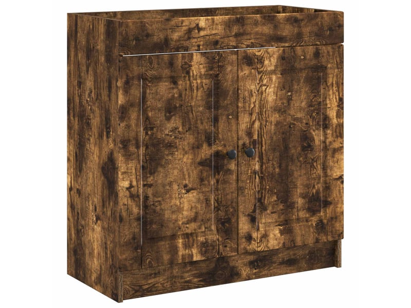  Armoire sous évier de salle de bain, meuble de rangement chêne fumé shl5515  - Conforama A