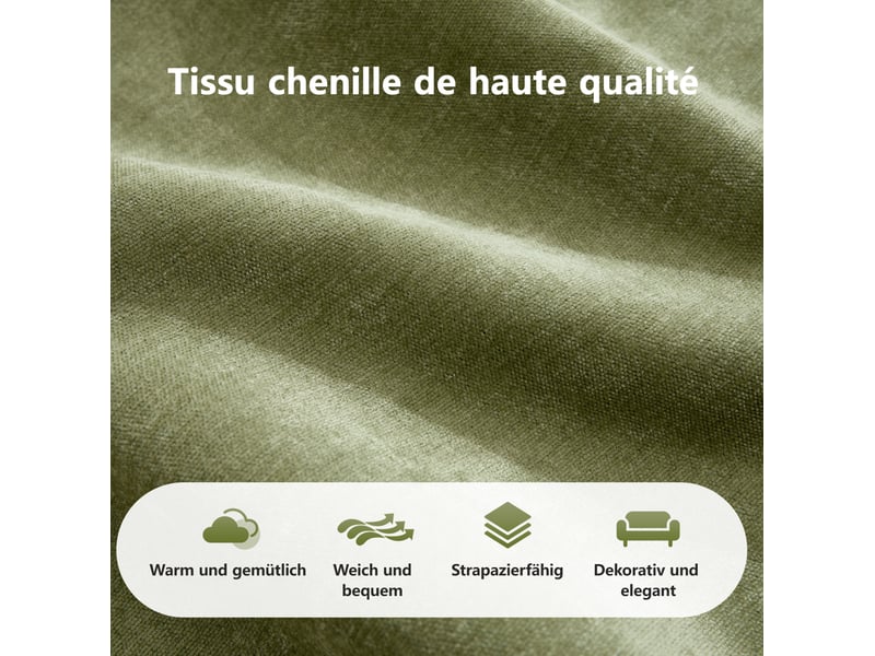  Canapé modulable en u 3 places vert en tissu, avec 2 poufs, sans montage, pour vos moments de détente  - Conforama D