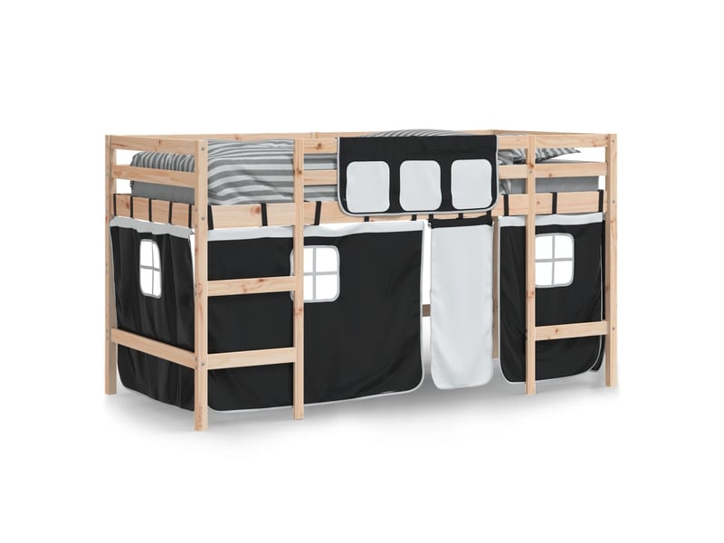  Lit mezzanine pour enfants - lit jeune avec rideaux sans matelas 80x200 cm  - Conforama C