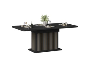 Table de salle à manger extensible 120-160x80x76 cm, rangement caché, relief vertical, multifonction, mdf, noir
