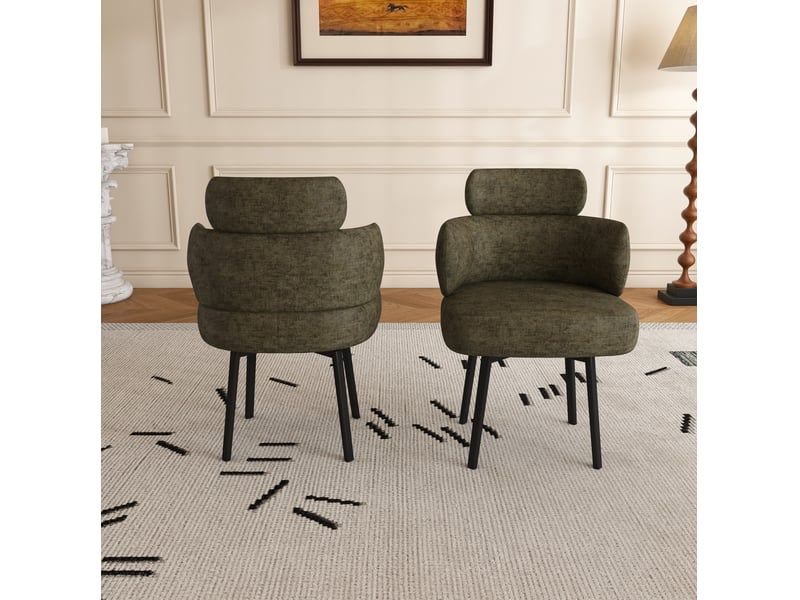 Chaise de salle à manger pivotante 360° en chenille vert olive evryae - Conforama C