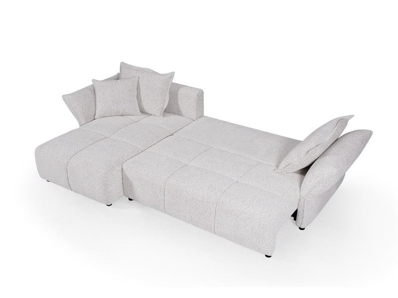  Canapé d'angle convertible réversible en velours tissé beige beline SF771-ANG-BEI - Conforama C