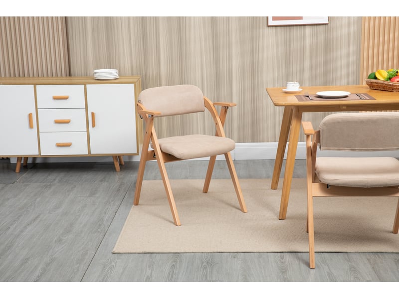  Lot de 2 chaises de salle à manger pliantes avec accoudoirs en lin kaki W3050P307913 - Conforama D