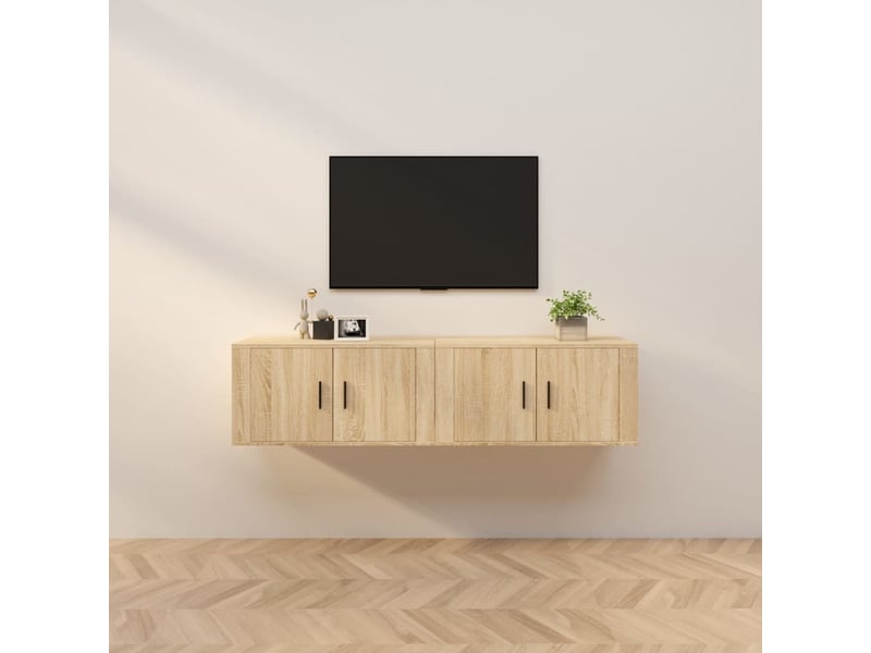  Meubles tv - banc tv - meuble de rangement muraux 2 pcs chêne sonoma 80x34,5x40 cm  - Conforama B