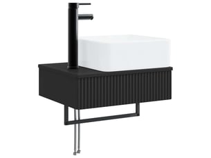 Basin de lavage mural, lavabo noir 50x41x39 cm bois d'ingénierie