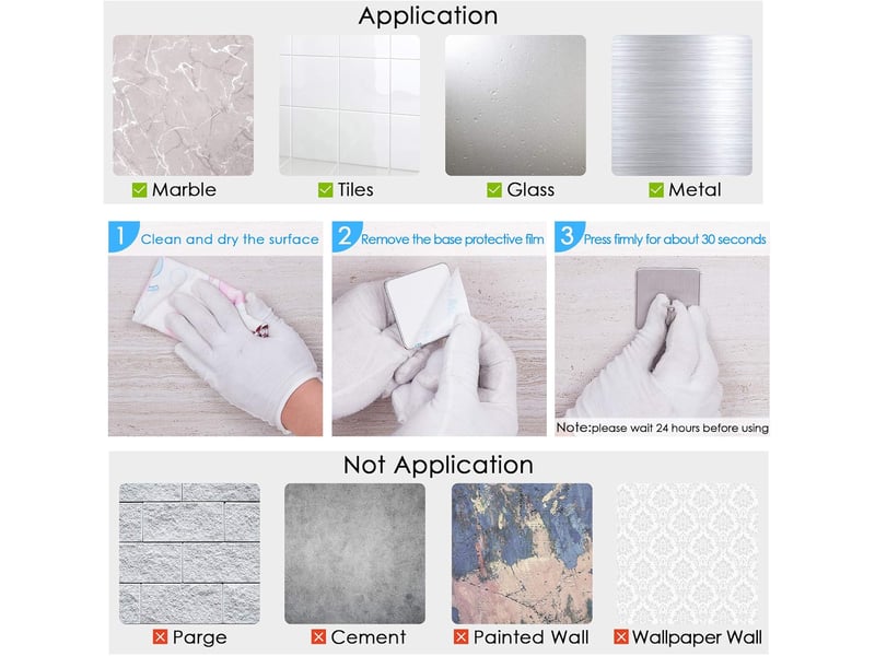  Pièces crochets adhésif crochet mural acier inoxydable porte serviettes pour cuisine salle de anti-rouille et étanche serviette avec, gris  - Conforama E