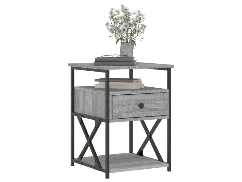 Lot de 2 tables de chevet - cabinet de chevet - table de nuit sonoma gris 40x42x55cm bois d'ingénierie - Conforama B