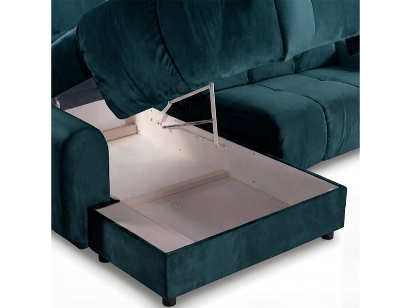  Canapé angle gauche anacapri en velours bleu pétrole - 3 places 3CA54.PI.4A.G.24 - Conforama E