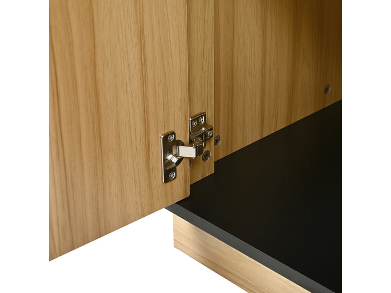 Buffet 4 portes à fermeture douce avec rangement pour salon 139×40×75 cm en panneaux de particules naturel - Conforama D