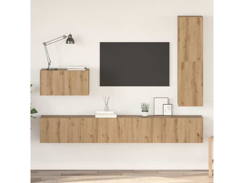  Ensemble meuble tv - banc tv - meuble de rangement 4 pcs chêne artisanal bois d'ingénierie  - Conforama B