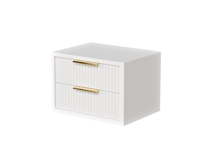  Table de chevet murale suspendue monea 2 tiroirs blanche avec façades rainurées  - Conforama A