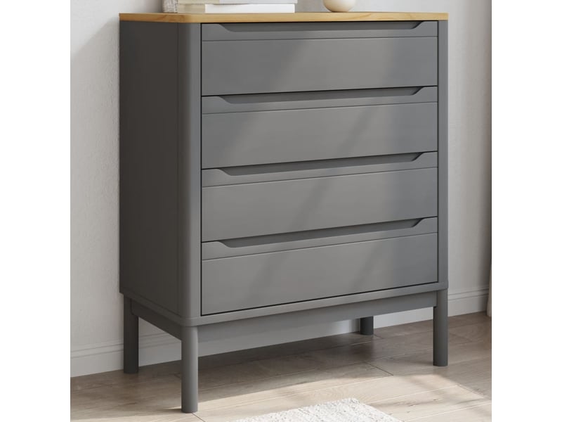  Commode chambre adulte, armoire à tiroirs floro gris bois de pin massif shl3650  - Conforama C