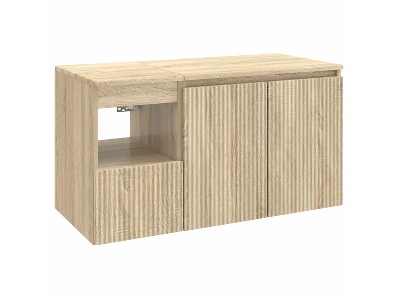  Ensemble de mobilier de salle de bain 2 pc chêne sonoma cf64137  - Conforama A