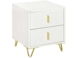 Table de chevet à 2 tiroirs, table de nuit, table d'appoint avec pieds en métal pour chambre à coucher, 40 x 40 x 47 cm, blanche