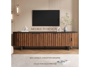 Meuble tv coloris bois foncé 170 cm   