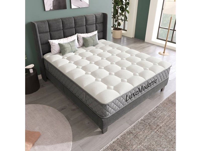 Matelas à ressorts ensachés 160x200 cm épaisseur 20cm, 7 zones confort, mousse froide, fermeté H3 mi-ferme, OEKO-TEX, 4 poignées, emballage sous vide - Conforama B