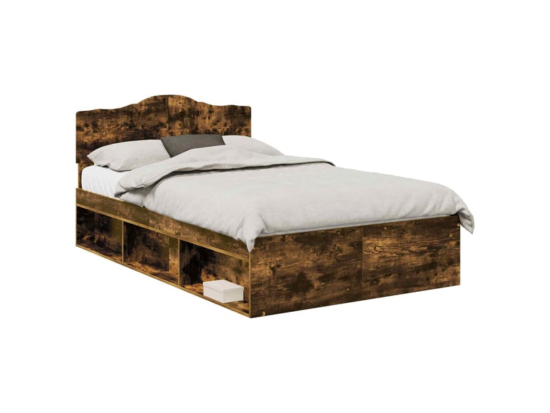  Lit double- lit adulte -  cadre de lit chêne fumé 135 x 190 cm bois de pin massif  - Conforama A