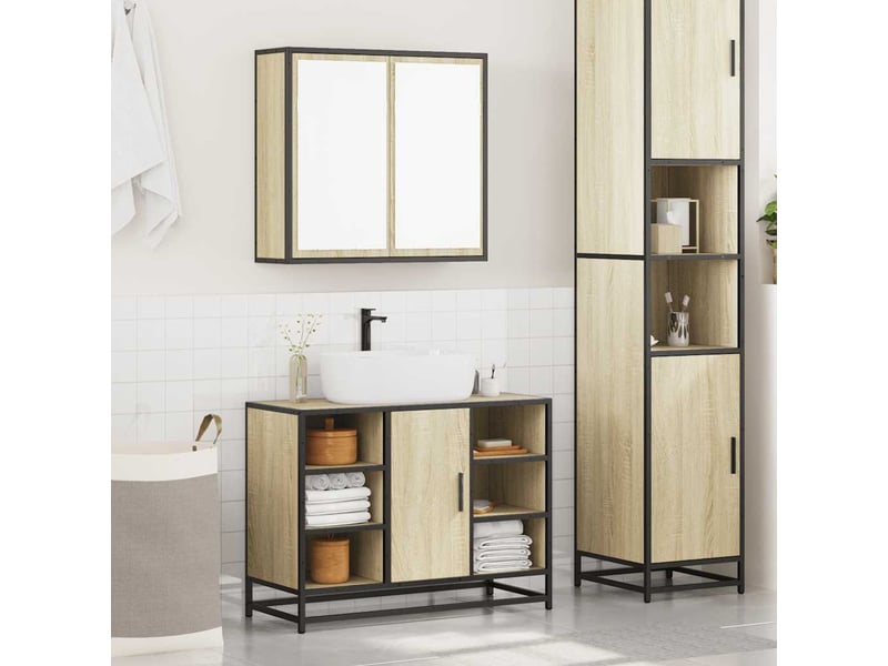 Ensemble de meubles de salle de bain 2 pcs chêne sonoma cf63601 - Conforama C