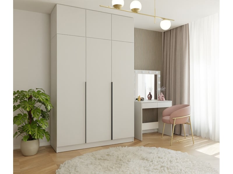  Senso 3d - armoire haute avec rehausse - portes, étagères - 150x250x56,5 cm - beige cachemire  - Conforama B