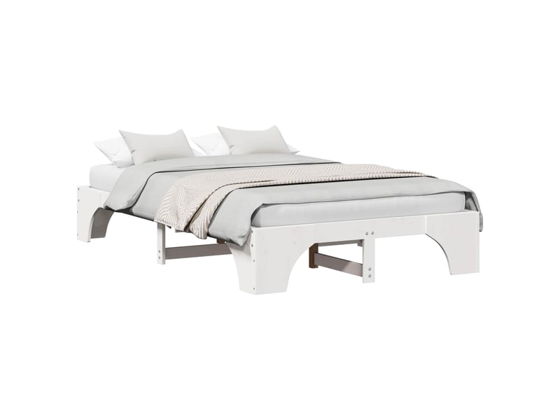  Lit double- lit adulte -  cadre de lit blanc 120 x 190 cm pin massif  - Conforama A