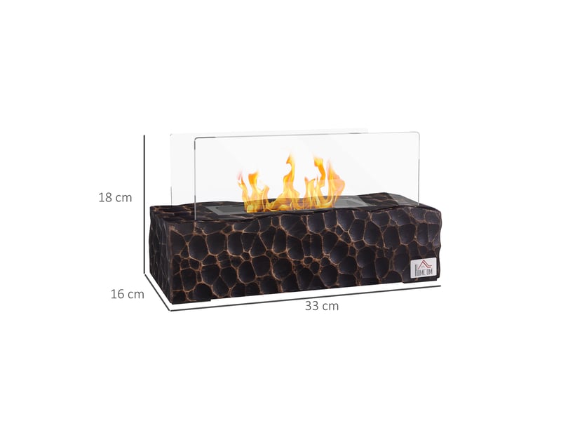  Cheminée de table au bioéthanol noire avec verre trempé, brûleur 150 ml, 33 x 16 x 18 cm  - Conforama R