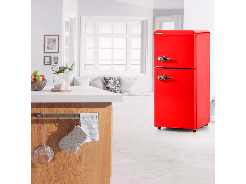  Réfrigérateur rétro double porte 88,8x45,5x42,5 cm 60 l métal rouge  - Conforama B